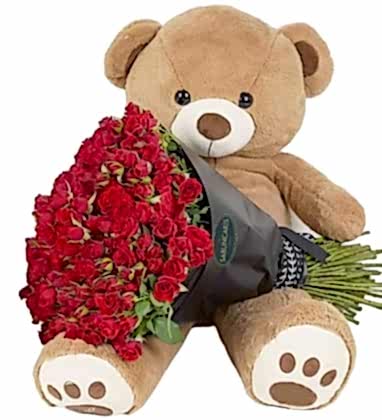 100 Kırmızı Gül Teddy Bear